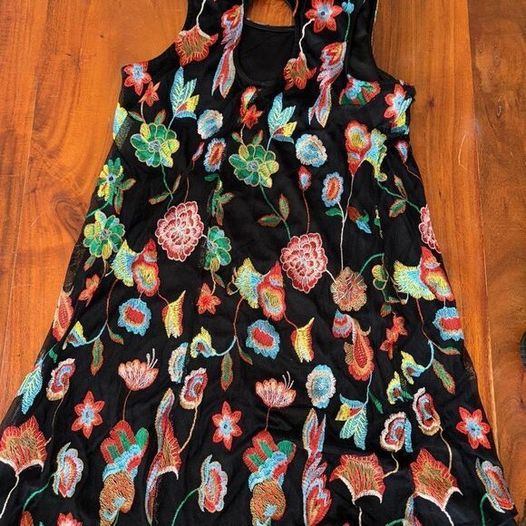 MSK Floral Embroidered Black Dress - Picture 15 of 16